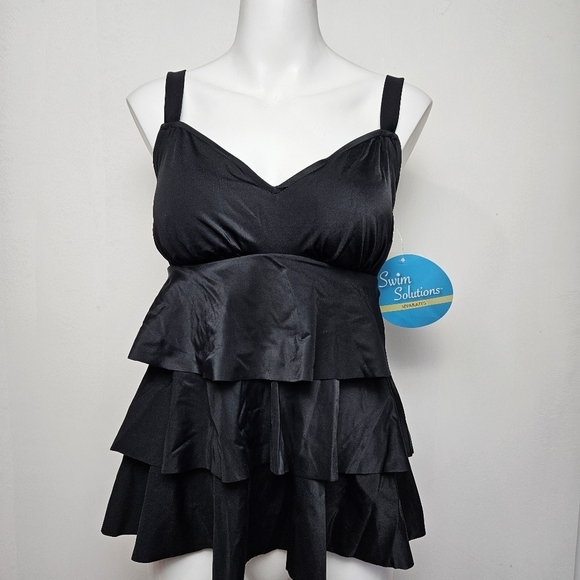 Swim Solutions Other - Swim Solutions Ruffle Top Slimming Swim Wear Tankini